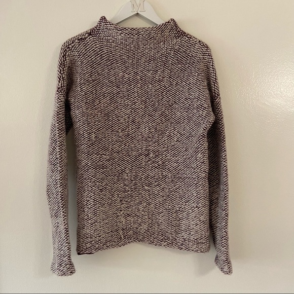 French Connection Sweater Maroon Mock Neck Alpaca Blend Chunky Knit Textured - Picture 5 of 6